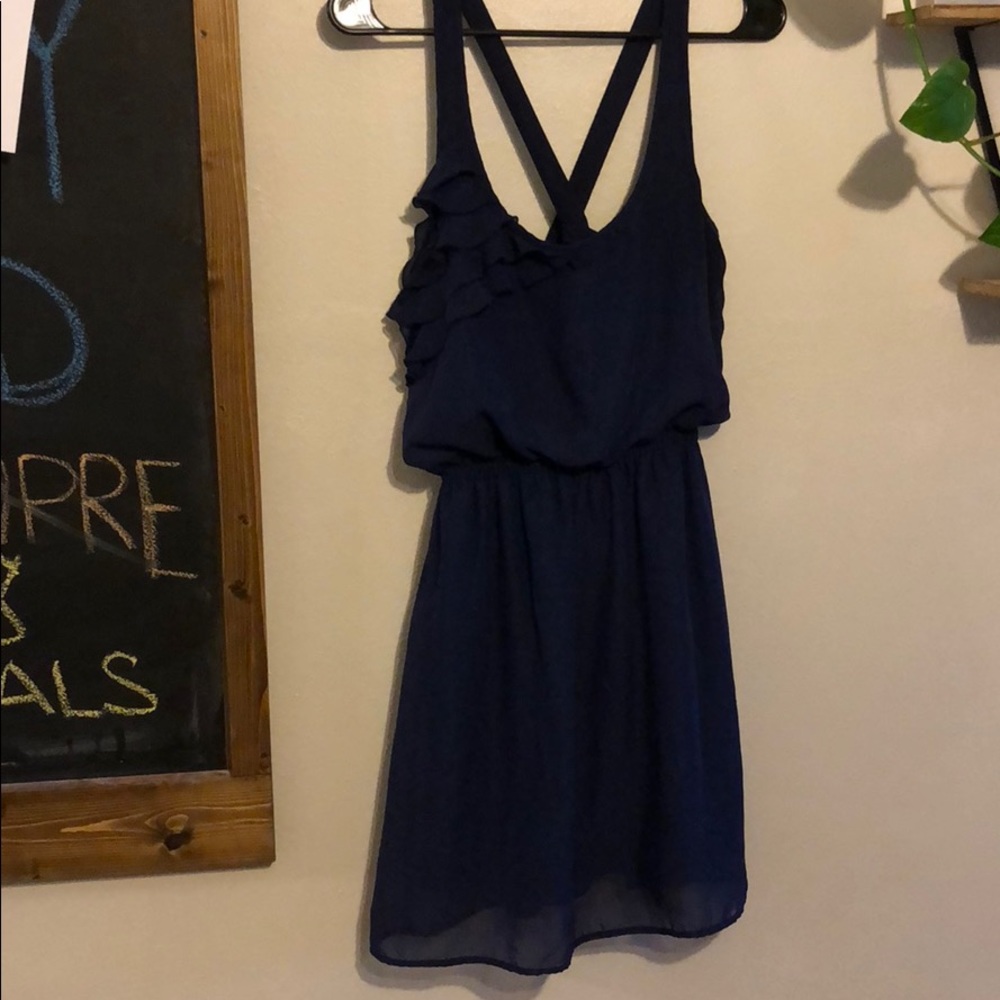 Navy Ruffle Dress